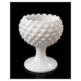 Fenton White Milk Glass Hobnail Ivy Ball Vase