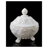 Westmoreland Milk Glass Paneled Grape Candy Dish