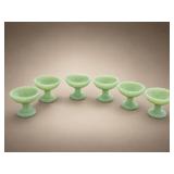 6 Satin Jadeite Open Salts
