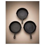 Three Cast Iron Skillets