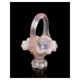 Fenton Pink Opalescent Iridized Basket