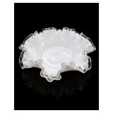 Fenton Silver Crest Milk Glass Ruffled Bowl