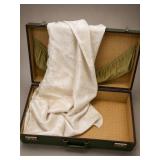 Green Suitcase With Antique Brocade Fabric