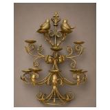 Gilt Iron Seven-Light Wall Sconce with Birds