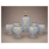Bohemian Blue Satin Glass Decanter Set