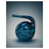 MCM Blue Hand-Blown Art Glass Sculpture