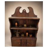 Wooden Hanging Wall Shelf With Miniature Pots