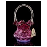 Fenton Country Cranberry Coin Dot Glass Basket
