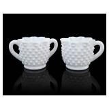 Fenton Hobnail Milk Glass Creamer & Sugar Set