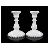 Fenton Silver Crest Milk Glass Candlesticks
