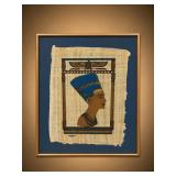 Framed Egyptian Papyrus Art of Nefertiti