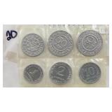Indonesia Coin Set, 1955"1970, 6 Pieces