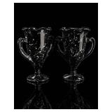 Pair L.E. Smith Black Amethyst Glass Loving Cups