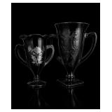 Black Glass Loving Cups Vases with Handles