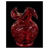 Fenton Diamond Optic Cranberry Glass Vase