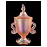 Fenton Velva Rose Dolphin-Handled Candy Jar