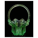 Fenton Vulcan Pattern Sea Mist Green Basket