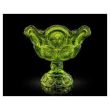 L.E. Smith Moon and Star Lime Green Compote