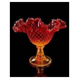 Fenton Amberina Hobnail Footed Compote