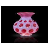 Fenton Cranberry Opalescent Coin Dot Vase