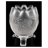 Fenton Fine Cut and Grape Satin Glass Roseï¿½Bowl