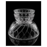 Pressed Patterned Clear Glass Bowls Set