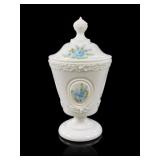 Fenton Medallion White Milk Glass Candy Jar