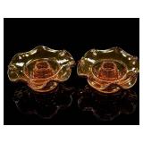 New Martinsville Moon Drops Amber Candleholders