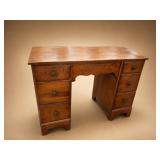 Wood Desk with Six Drawers