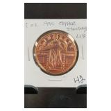 1 oz .999 Fine Copper Standing Liberty Round