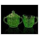 Jeanette Windsor Uranium Glass Creamer Sugar