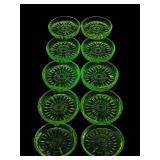 Jeannette Windsor Green Uranium Glass Coasters