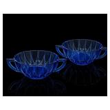 Hazel-Atlas Newport Cobalt Blue Cream Soup Cups