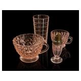 Pink Depression Glass Tableware Set