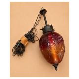 Amber and Red Glass Hanging Swag Lamp