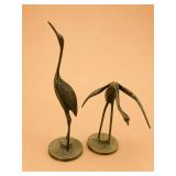 Solid Brass Crane Sculptures