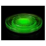 4 Green Uranium Glass Plates