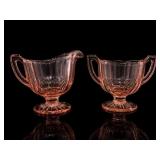 Heisey Flamingo Pink Depression Glass Cream Sugar