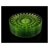 10 Jeannette Windsor Uranium Glass Saucers