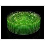 10 Jeanette Windsor Uranium Glass Dinner Plates