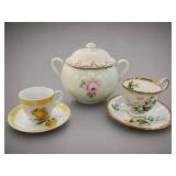 Porcelain Teacups With Sugar Bowl