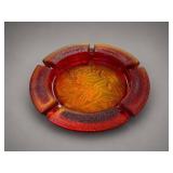 L.E. Smith Sand Scroll Art Glass Ashtray
