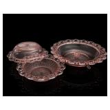 Anchor Hocking Lace Edge Pink Glass Dishes