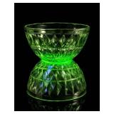 Jeanette Windsor Green Uranium Glass Bowls 2pc