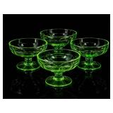 5 Hazel-Atlas Colonial Block Uranium Sherbet Cups
