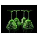 5pc Uranium Glass Stemware