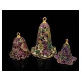 Three Enameled Cloisonne Bells