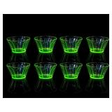 Hazel Atlas Moderntone Green Glass Cups (8)