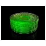 10 Anchor Hocking Spiral Uranium Glass Plates