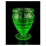 Anchor Hocking Block Optic Green Uranium Glass Jar